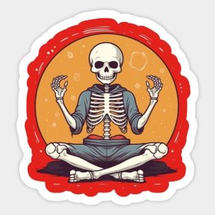 Skelton doing yoga Sticker